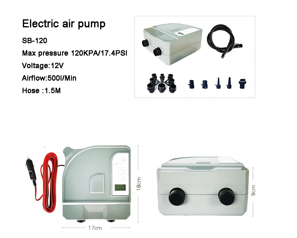 Electric air pump for inflatable paddle board