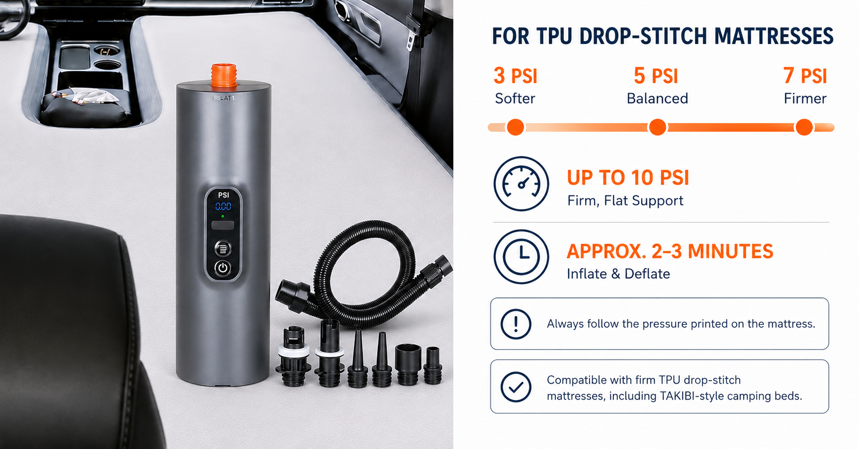 HT-633 pump for TPU drop-stitch camping mattresses