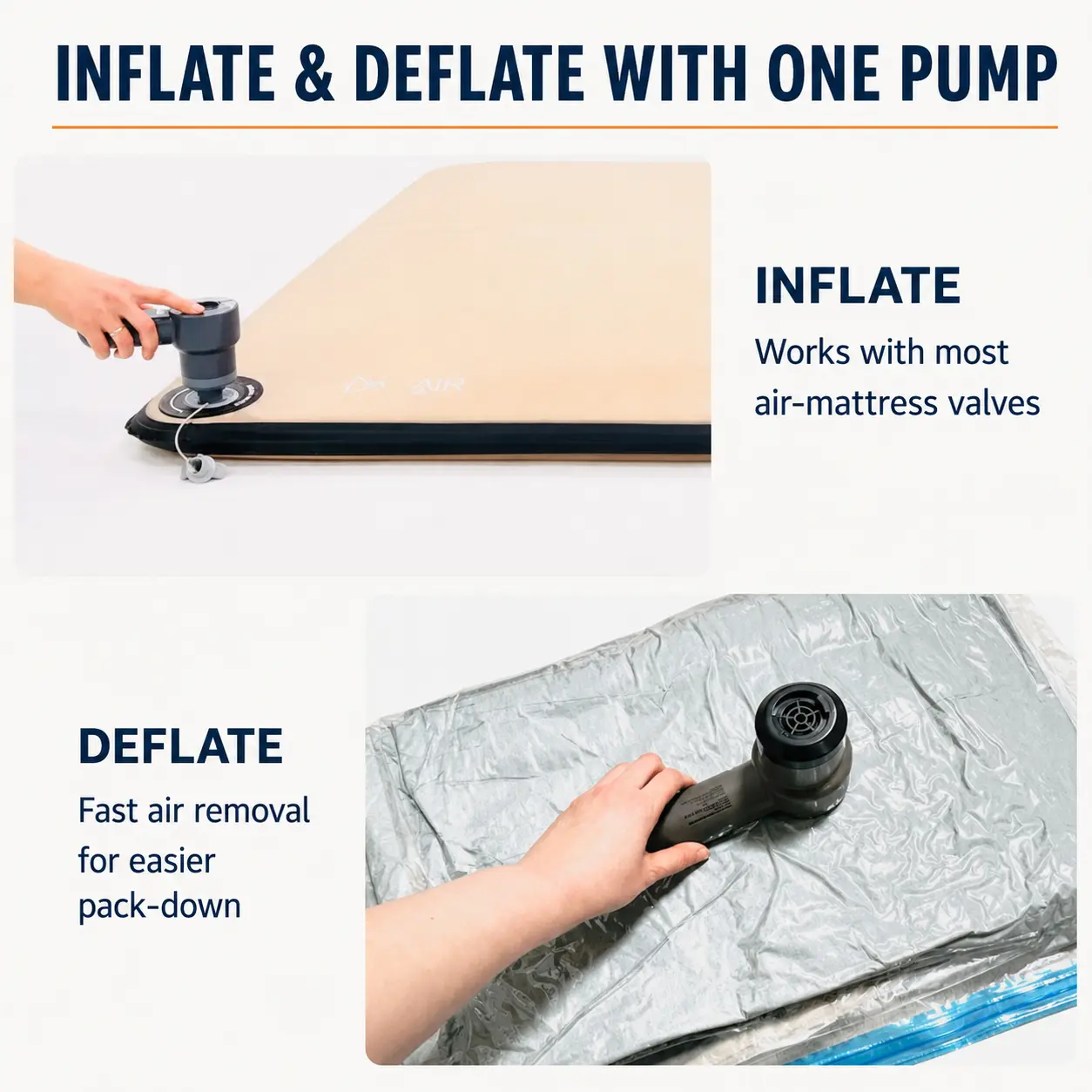 GR-119P electric air pump inflating and deflating an air mattress