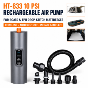 HT-633 10 PSI rechargeable air pump for inflatable boats and TPU drop-stitch mattresses