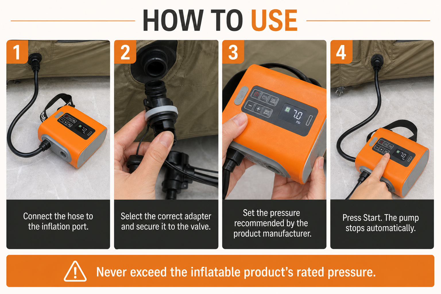 How to use the M02PRO electric air pump