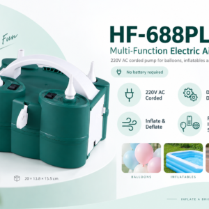 HF-688PLUS dual motor electric air pump for balloons, inflatables and sports balls