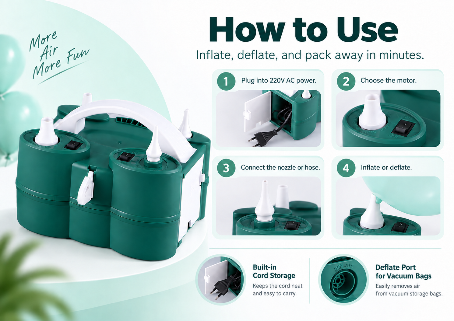 How to use the HF-688PLUS electric air pump
